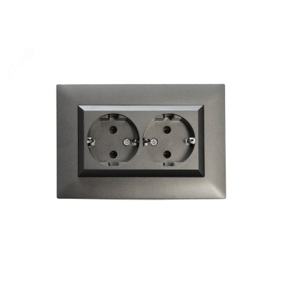 Розетка двойная с заземлением 16А KAREA RIZZ STAR дымчатый