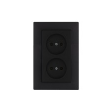 Розетка двойная  без заземления KAREA RIZZ STAR черный