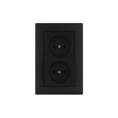 Розетка двойная  без заземления KAREA RIZZ STAR черный