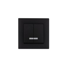 Выключатель двухклавишный с подсветкой KAREA RIZZ STAR черный