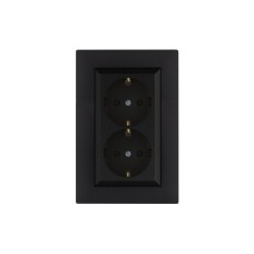 Розетка двойная с заземлением 16А KAREA RIZZ STAR черный