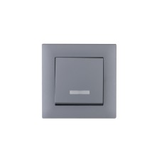 Выключатель одноклавишный с подсветкой KAREA RIZZ STAR серебро