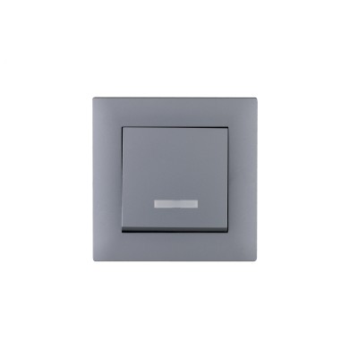 Выключатель одноклавишный с подсветкой KAREA RIZZ STAR серебро