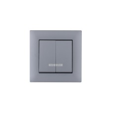 Выключатель двухклавишный с подсветкой KAREA RIZZ STAR серебро