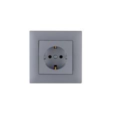 Розетка с заземлением 16А   KAREA RIZZ STAR серебро