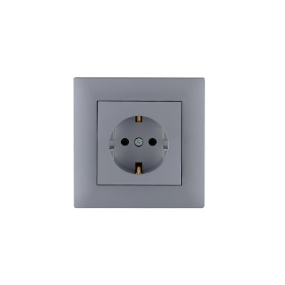 Розетка с заземлением 16А   KAREA RIZZ STAR серебро