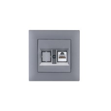 Розетка компьютерная CAT5+гнездо KAREA RIZZ STAR серебро