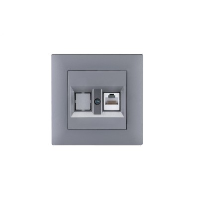 Розетка компьютерная CAT5+гнездо KAREA RIZZ STAR серебро