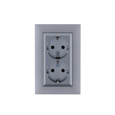 Розетка двойная с заземлением 16А KAREA RIZZ STAR серебро
