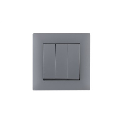 Выключатель трехклавишный KAREA RIZZ STAR серебро