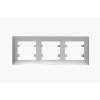 Рамка трехпостовая горизонтальная KAREA RIZZ STAR серебро