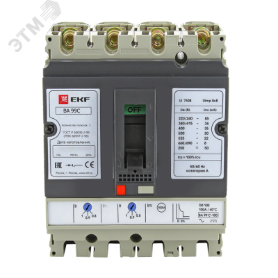 Автоматический выключатель ВА-99C (Compact NS) 630/630А 3P+N 45кА EKF