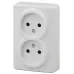 11-2202-01 ЭРА Розетка 2х2P, 16A-250В, IP20, ОУ, Эра Эксперт, белый (18/180/3600)
