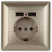 4-410-04 Intro Розетка P+E Schuko со шторками, 16А-250В + 2хUSB, СУ, Solo, шампань (10/100/2500)