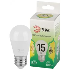 Лампа светодиодная ЭРА GREEN LINE LED P45-15W-830-E27 GL E27 15 Вт шар теплый свет