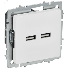 BRITE Розетка USB A+A 5В 3,1А РЮ10-1-БрАБ арктический белый IEK