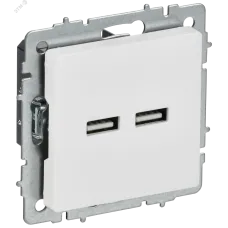 BRITE Розетка USB A+A 5В 3,1А РЮ10-1-БрАБ арктический белый IEK