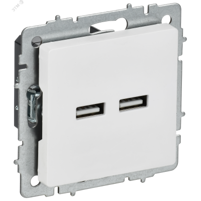 BRITE Розетка USB A+A 5В 3,1А РЮ10-1-БрАБ арктический белый IEK