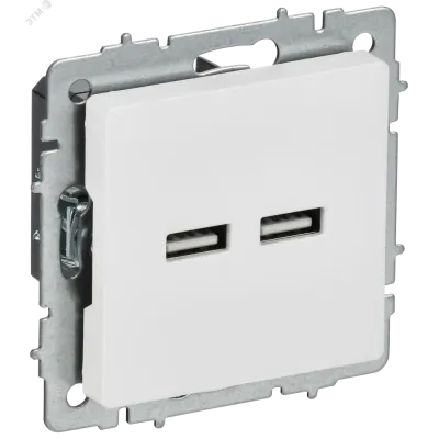 BRITE Розетка USB A+A 5В 3,1А РЮ10-1-БрАБ арктический белый IEK