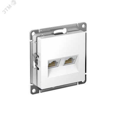 Розетка ATLASDESIGN двойная компьютерная RJ45+RJ45 категория 5E механизм белый