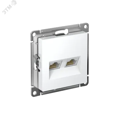 Розетка ATLASDESIGN двойная компьютерная RJ45+RJ45 категория 5E механизм белый