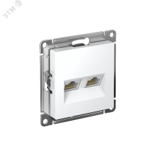 ATLASDESIGN РОЗЕТКА двойная компьютерная RJ45+RJ45, кат.6А, механизм, БЕЛЫЙ