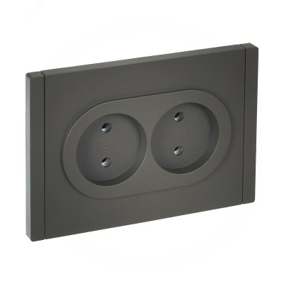 FORTE&PIANO Розетка 2-местная без заземления без защитных шторок безвинтовое крепление 10А FP326 серый IEK