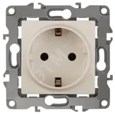 12-2102-02 ЭРА Розетка 2P+E Schuko со шторками, 16A-250В, IP20, Эра12, слоновая кость (10/100/2800)