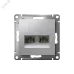 ATLASDESIGN РОЗЕТКА двойная компьютерная RJ45+RJ45, кат.6А, механизм, АЛЮМИНИЙ