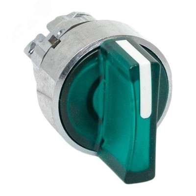 Исполнительный механизм переключателя SB4 зеленый на 2 положения возвратный без фиксации, с подсветкой с короткой ручкой IP65