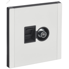 FORTE&PIANO Розетка двойная TV+RJ45 кат.5E FP236M металл белый IEK