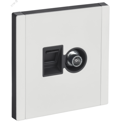 FORTE&PIANO Розетка двойная TV+RJ45 кат.5E FP236M металл белый IEK