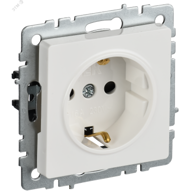 BRITE Розетка 1-местная с заземлением с защитными шторками 16А РС14-1-0-БрБ белый