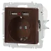Розетка Intro Accent 6-410-10 , P+E Schuko со шторками, 16А-250В + 2хUSB, IP20, СУ, венге