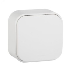 Выключатель 1-клавишный для открытой установки самовозвартный 6А безвинтовое крепление белый QUTEO