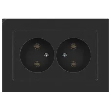 Розетка Intro Accent 6-204-07 , 2х2P, 16А-250В, IP20, СУ, AL/CU, графит