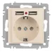 Розетка Intro Accent 6-410-02 , P+E Schuko со шторками, 16А-250В + 2хUSB, IP20, СУ, слоновая кость Розетка Intro Accent 6-410-02 , P+E Schuko со шторками, 16А-250В + 2хUSB, IP20, СУ, слоновая кость