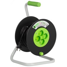 Удлинитель силовой ЭРА GREEN LINE KAT-2x1.5-20m Greenline на катушке пластик 4 розетки без заземления 20м ПВС 2x1.5мм2