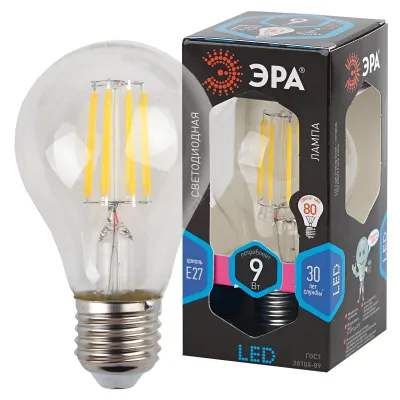 Лампочка светодиодная ЭРА F-LED A60-9W-840-E27 Е27 / Е27 9 Вт филамент груша нейтральный белый свет
