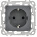 FLITE Розетка с заземлением с защитными шторками безвинтовое крепление 16А РСш11-1-ФлМА мокрый асфальт IEK