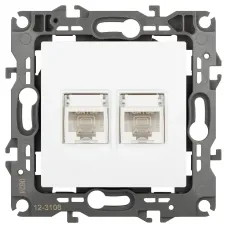 Розетка ЭРА Серия 12 12-3108-01М информационная двойная 2XRJ45, белый матовый