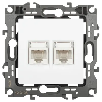 Розетка ЭРА Серия 12 12-3108-01М информационная двойная 2XRJ45, белый матовый