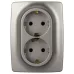 Розетка ЭРА Серия 12 12-2106-16 , 2X2P+E Schuko, 16А-250В, титан