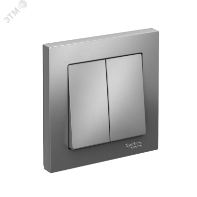 Выключатель двухклавишный ATLASDESIGN схема 5 10АХ в сборе сталь