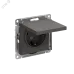 ATLASDESIGN РОЗЕТКА с заземл. со шторками с крышкой, 16А, IP20, механизм, БАЗАЛЬТ