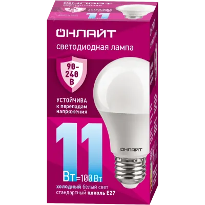 Лампа светодиодная 11 Вт OLL-A55-11-230-6.5K-E27 PRO 90-240В