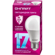Лампа светодиодная 17 Вт OLL-A60-17-230-6.5K-E27 PRO 90-240В
