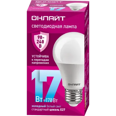 Лампа светодиодная 17 Вт OLL-A60-17-230-6.5K-E27 PRO 90-240В
