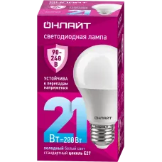 Лампа светодиодная 21 Вт OLL-A60-21-230-6.5K-E27 PRO 90-240В