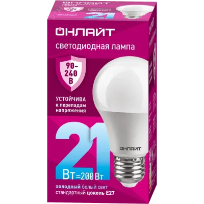 Лампа светодиодная 21 Вт OLL-A60-21-230-6.5K-E27 PRO 90-240В